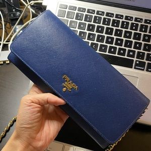 Prada Saffiano Metal Wallet on Chain